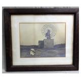 windmill photo w/young couple early 1900