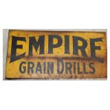 "Empire Grain Drills" painted steel sign, 2 sides,