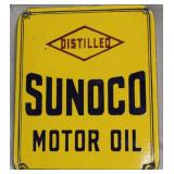 "Sunoco" "Distilled Motor Oil" porcelain sign,