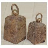 2 iron weights, 3.50" sq x 5.25" high &
