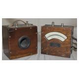 2 Antique wooden cased Electric Meters