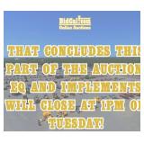 EQ and Implements Closing at 1 PM!