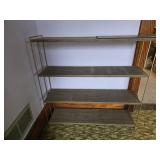 MCM - Metal Shelving Unit - gold and faux walnut