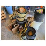Yard Items - Pots, Pruners, 5 gal buckets,