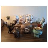 Vases - Japan, Swirl Blown Glass, Handpainted