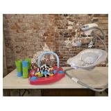 Battery operated baby swing, activity bouncer