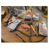 Crow bars, paint supplies, rachet straps,