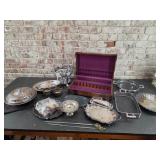 Silver Serving Pieces, silverware wooden box