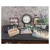 Home decor, curling ribbon, candles, pente game