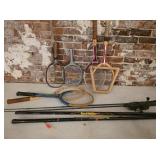 Tennis rackets, fishing poles
