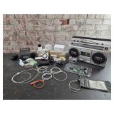 Quasar Boombox, USB Plugs, Cables, IHome Camera
