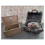 Craftsman Circlar Saw, Metal Box w/contents