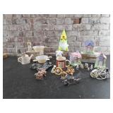 Fire King Handled Bowls, Pewter Figurines,