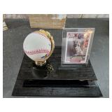 Ernie Banks Signed Baseball and Card