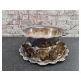Silver Plated Punch Bowl Set - Tray Included