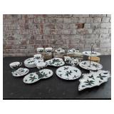 Lefton Christmas Holly Candy Cane Pattern Dishes