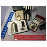 Assorted watches & flask