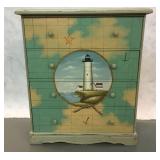 Wooden hand painted 4dr chest