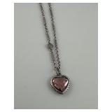 Brighton Newport Silver Large Pink Crystal Heart