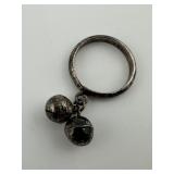Vintage Sterling Silver Ring with Bells Size 5
