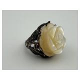 Vintage Sterling Silver Mother of Pearl Rose