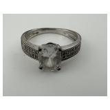 Vintage Sterling Silver White Stone Ring Size 5.5