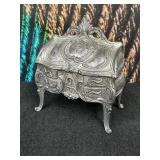 Vintage Metal Antique Desk Style Jewelry Box