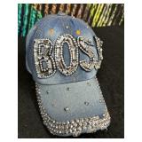 Rhinestone Boss Denim Cap