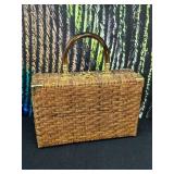 Vintage Bamboo Handbag with Lucite Handles