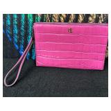 Ralph Lauren Pink Crocodile-Embossed Wristlet