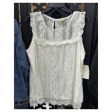 New $40 Lily White Lace Blouse Tank Size XL