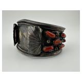 Vintage Silver Cuff Bracelet with Possibly