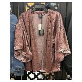 New Bobeau Boho Style Velvet Open Front Top