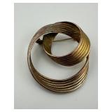 Vintage 1980s Gold Tone Double Circle Brooch
