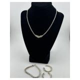 Vintage Rhinestone Necklace, Bracelet, and
