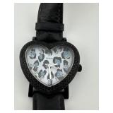Vintage Guess Black Crystal Heart Shaped