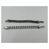 Two Silver Tone Link Bracelets