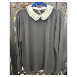 Ivanka Trump White Collared Black Blouse