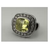 Sterling Silver Yellow and White Stone Ring