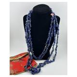 Four Vintage Raw Stone Bead Necklaces