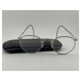 Antique Round Eyeglasses with Case