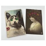 1916 Antique Squeaker Cat and Textured