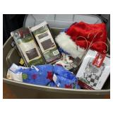 Box Lot Christmas Cards, Curtains, Towels