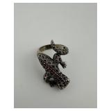 Sterling Silver and Stone Lizard Ring Size 6
