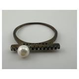 Vintage Sterling Silver Pearl Ring Size 7.5