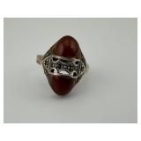 Vintage Sterling Silver Red Stone Ring