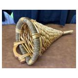 Vintage Wicker Cornucopia Basket