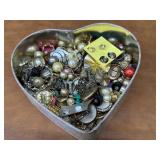 Selection of Vintage Jewelry in heart tin