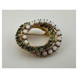 Vintage Gold Tone Green Stone and Possibly