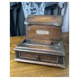 Antique Wooden Desk Tidy or Stationery Box